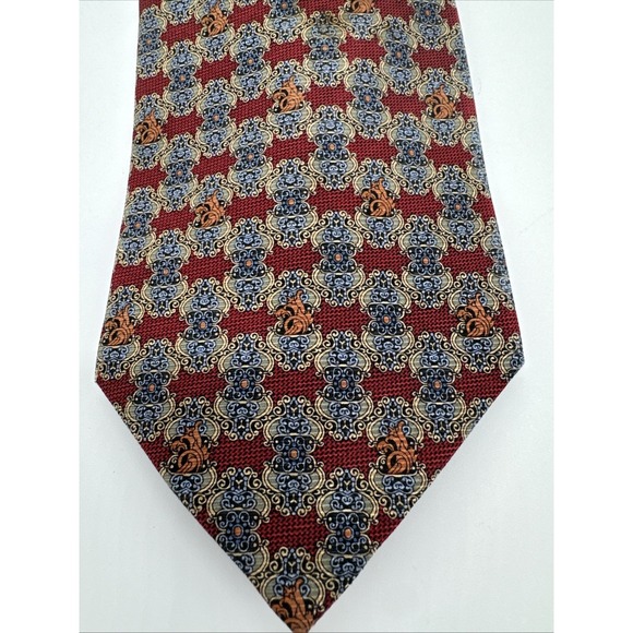 Daniel De Fasson Other - Daniel De Fasson Collection Men's Necktie Tie Silk Handmade Maroon Blue Gold